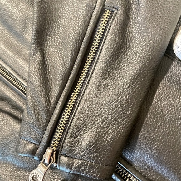 Harley Davidson Women’s Black Leather Cafe Racer Quilted Detail Jacket SZ M - Picture 6 of 10